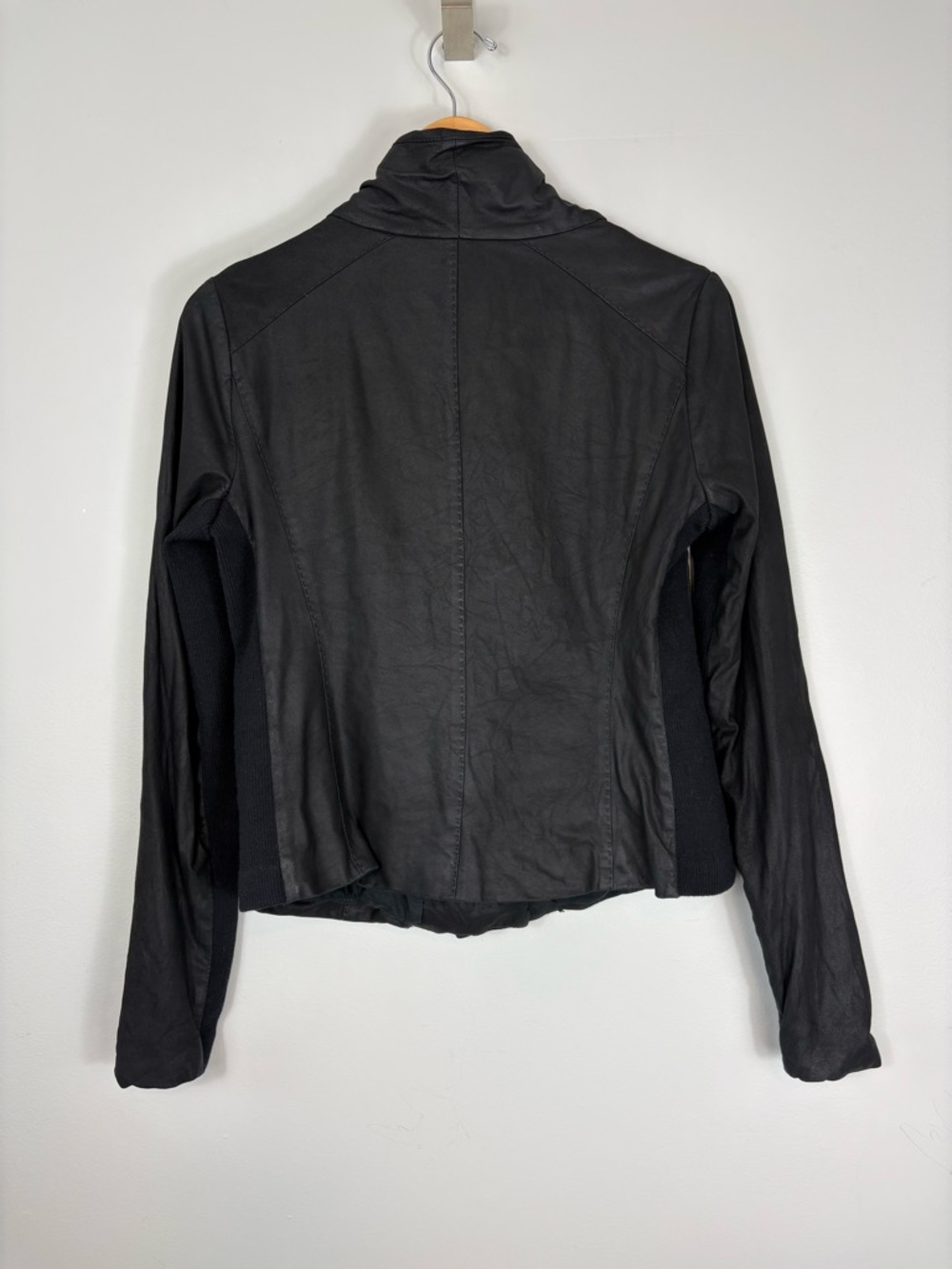 Vince Black Leather Scuba Jacket Sz L - Picture 10 of 14